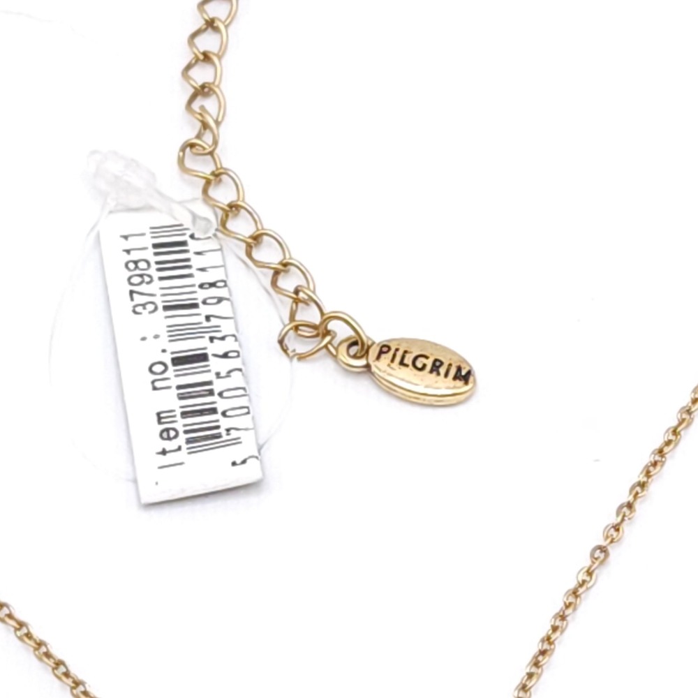 Pilgrim Gold Superhero Necklace Feather Drop Pendant Crystal Danish Charm - Picture 4 of 4